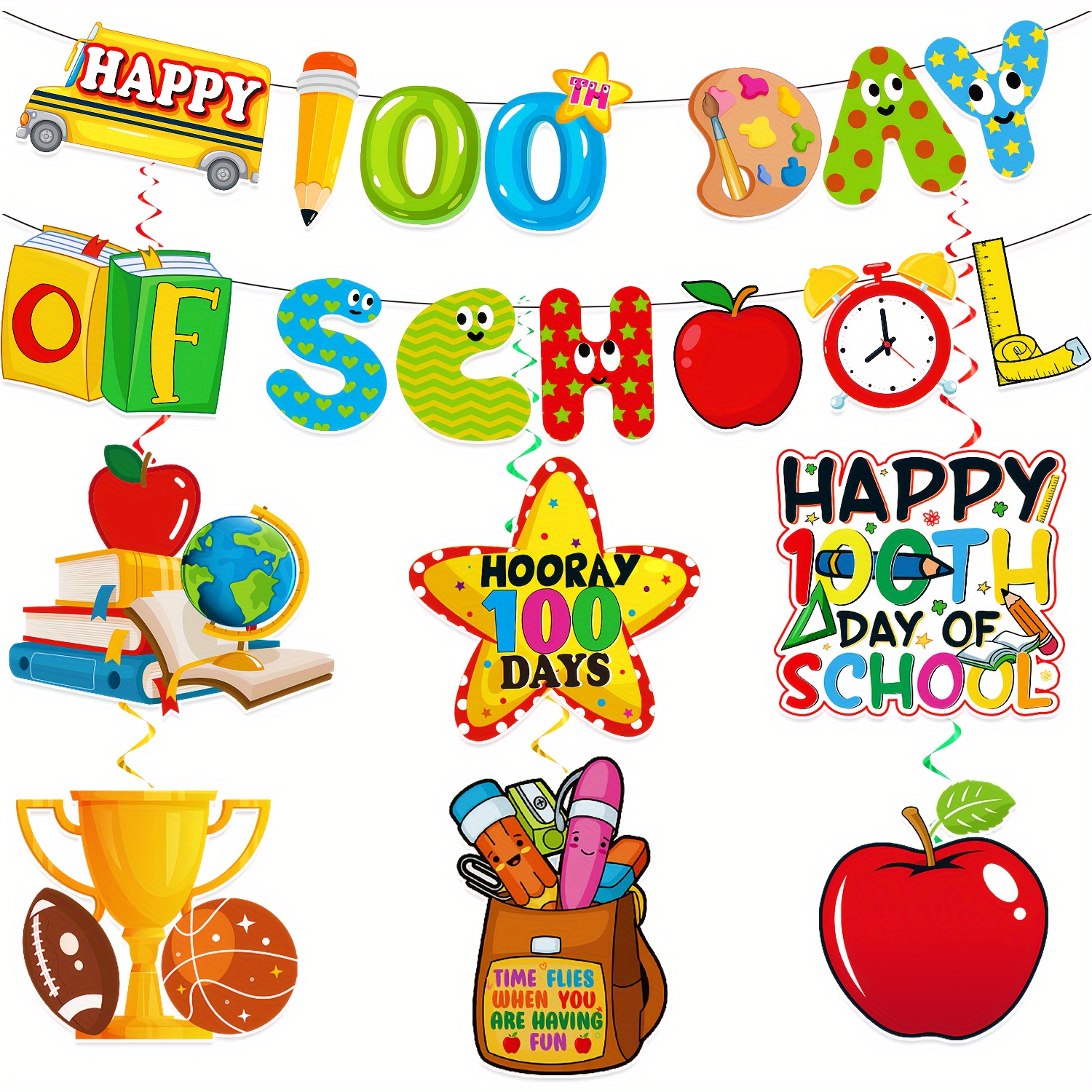 Set, 100th Day Of School Party Decoration Supplies Birthday Party Decor