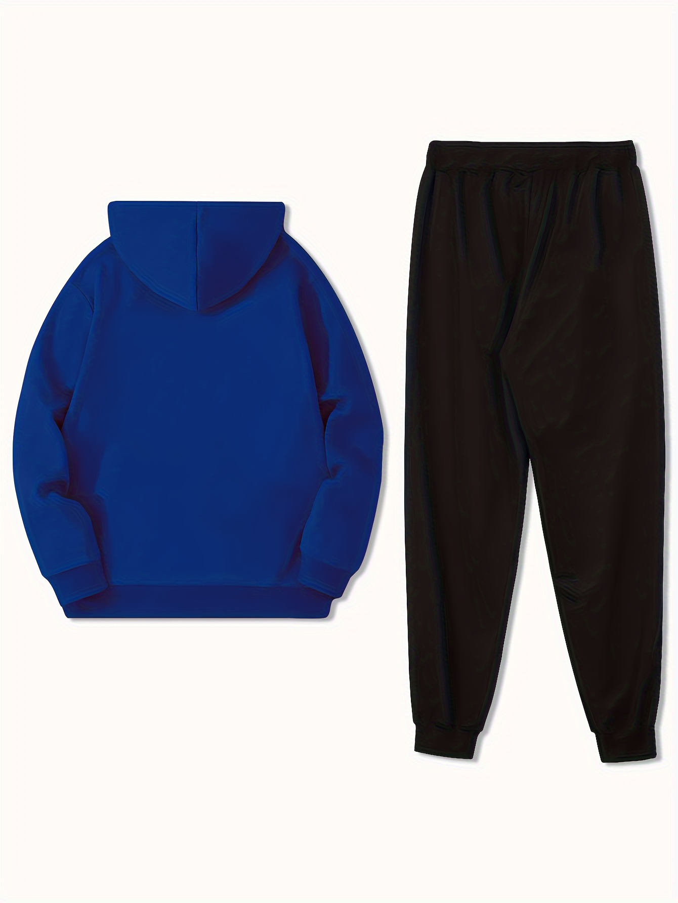 Men Plain Navy Blue Cord Set Jogger & Hoodie