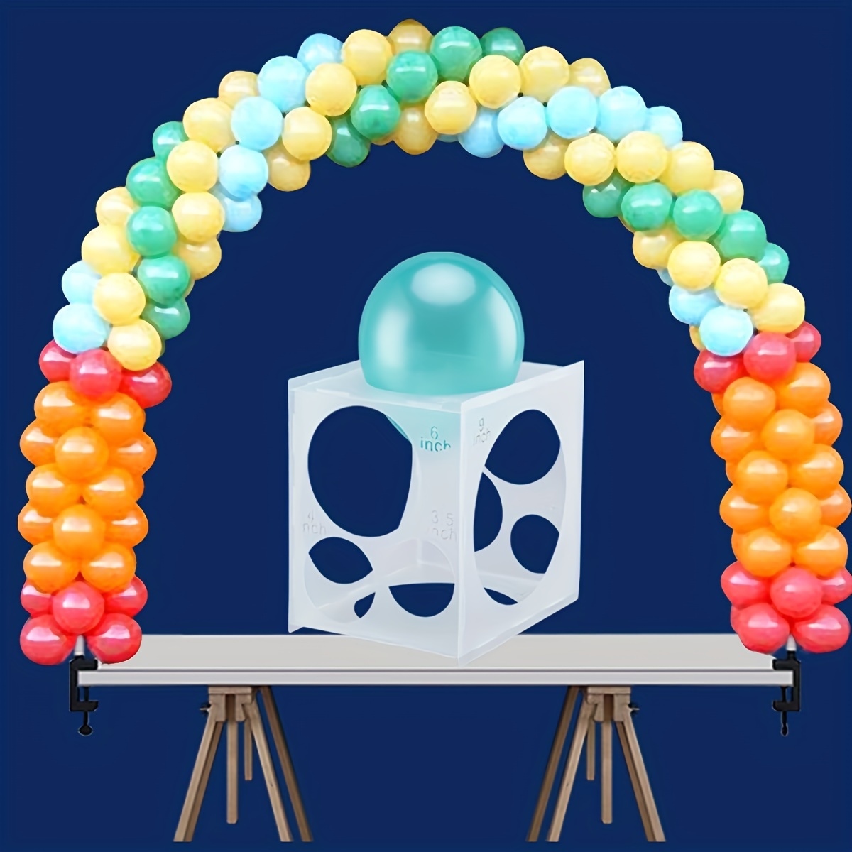  Medidor de globos de 11 agujeros, herramienta de medición de  caja de cubo para decoración de globos, caja de tamaño de globos, calibrador  de globos con punto de pegamento para globos
