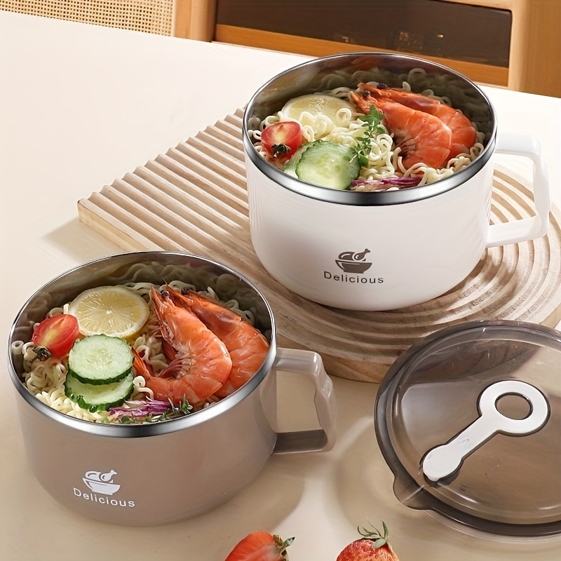 1pc Plastic Noodle Soup Bowl Container Ramen Bowl With Lid Lunch Box With  Lid Beto Box
