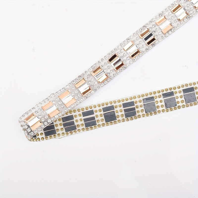 3x7 Glass Flash Rhinestone Strip Self-Adhesive for Crafts