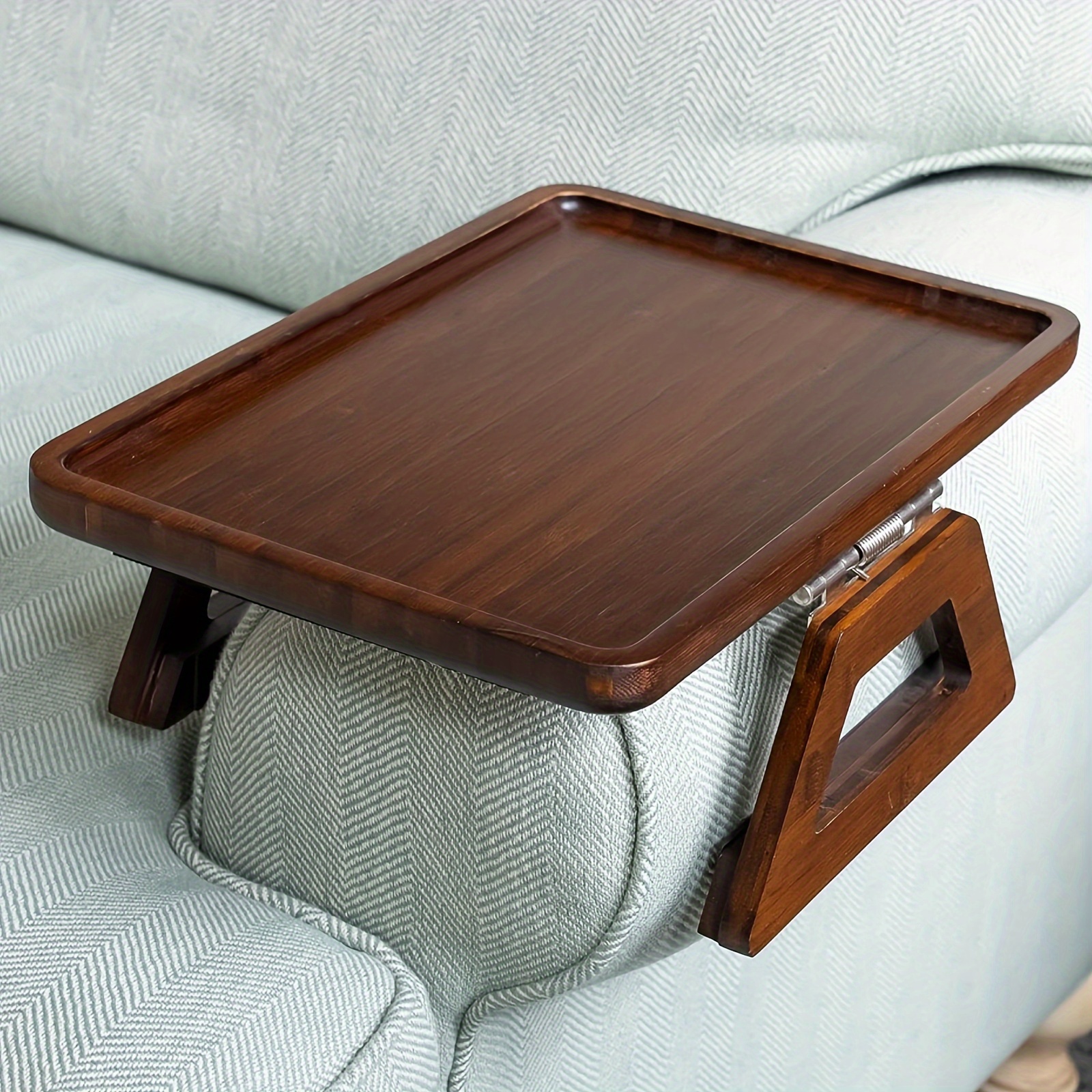 Mesa con bandeja para brazo de sofá, soporte para teléfono móvil