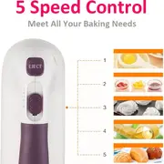1pc powerful 5 speed hand mixer with storage base and eject button perfect for whipping dough cream cake and  details 4