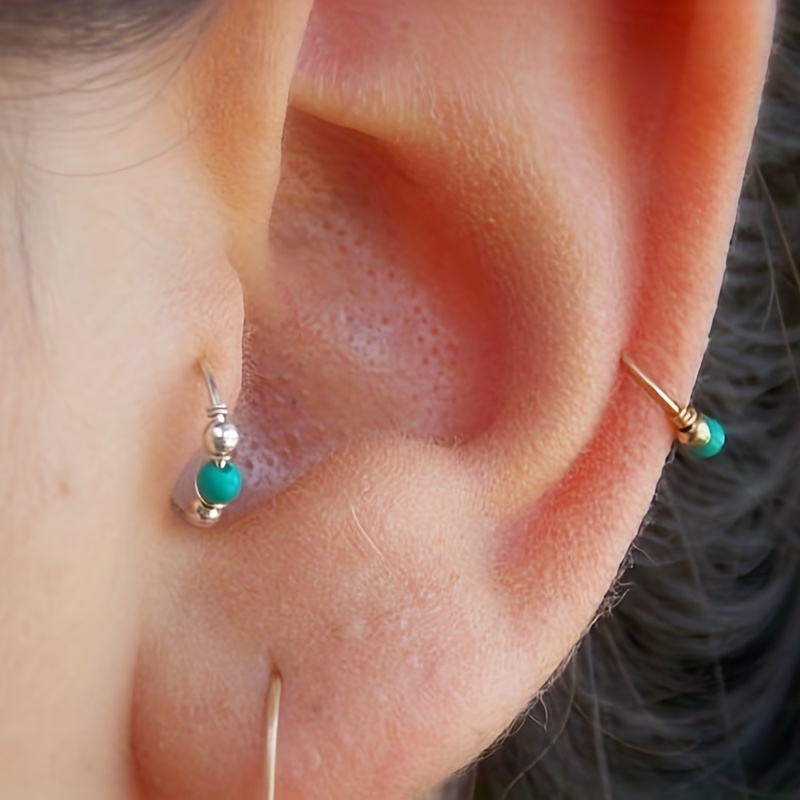 Turquoise Wrapped Nose Ring, Boho Style Body Piercing