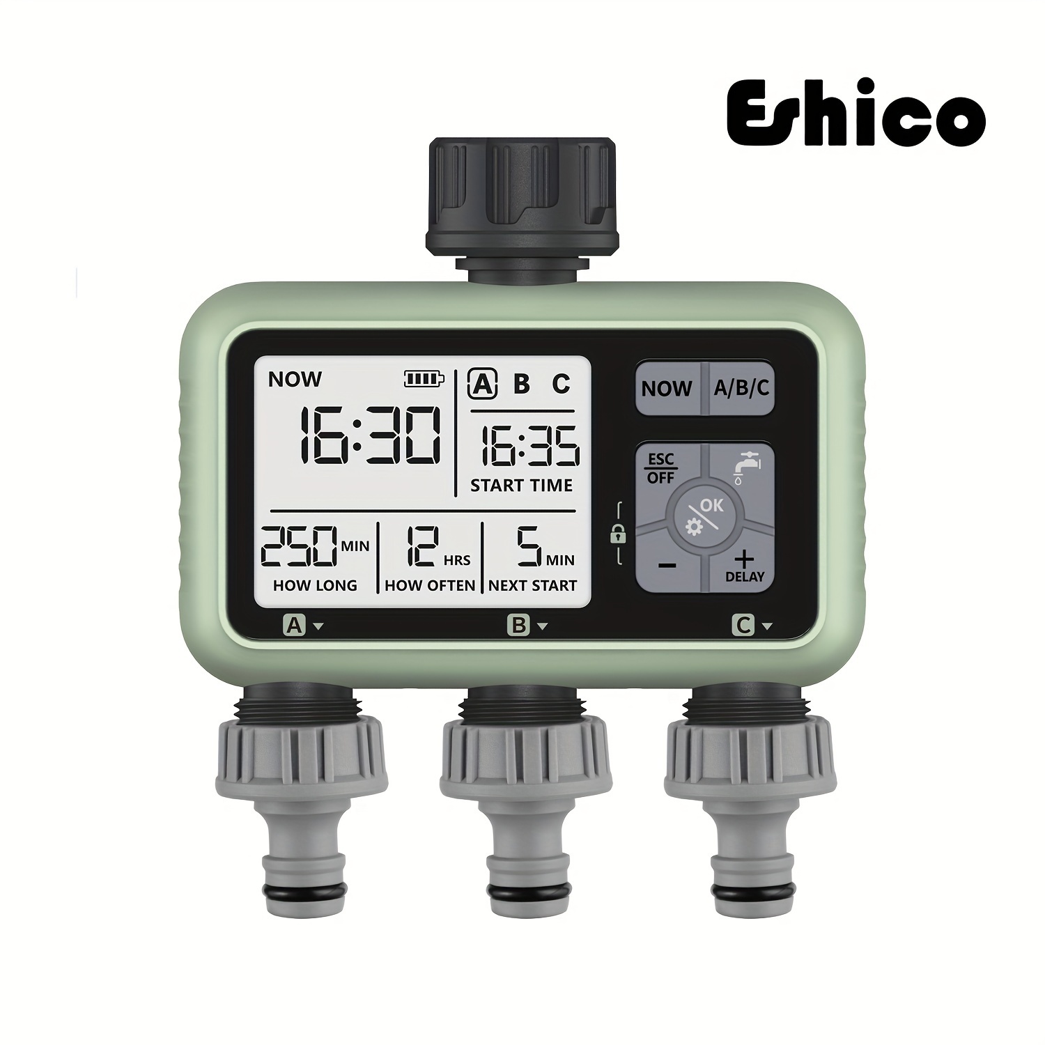

1pc, Eshico 3-outlet Water Timer Garden Irrigation Tool For All Season Use 6.89 * 6.69 * 3.43 Inch Drip Water Seepage Device, Balcony Succulent Sprinkler, Shower Blossom