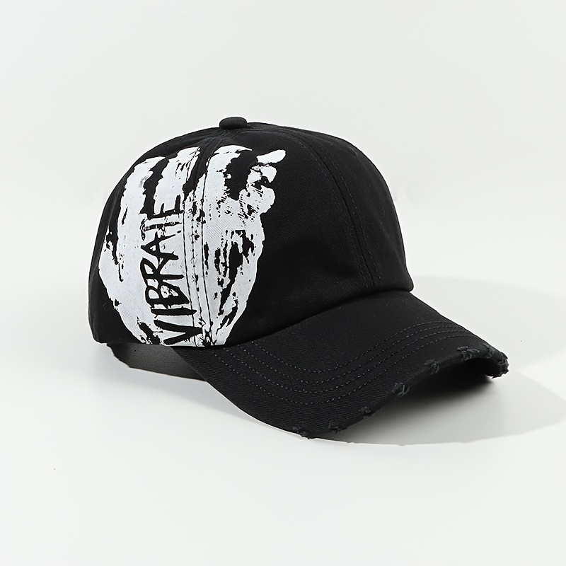 Finger Graffiti Print Baseball Washed Distressed Cotton Temu