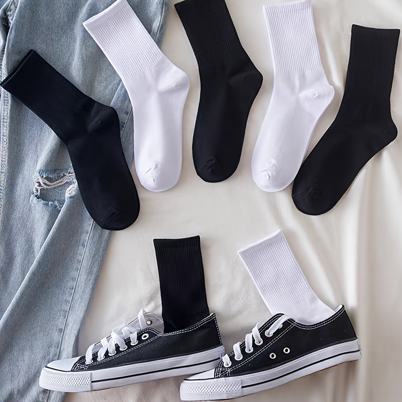 Star Printed Quarter Socks Black White Versatile Socks - Temu