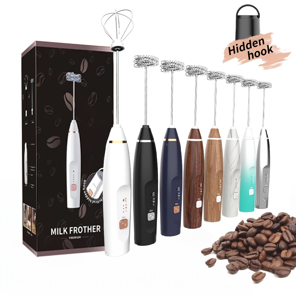 Dropship One Set Of Milk Frother Handheld USB-Rechargeable With 2pcs  Stainless Whisk Heads; 3-Speed Adjustable Handheld Milk Frother For  Cappuccinos; Hot Chocolate; Milkshakes; Egg Mix to Sell Online at a Lower  Price