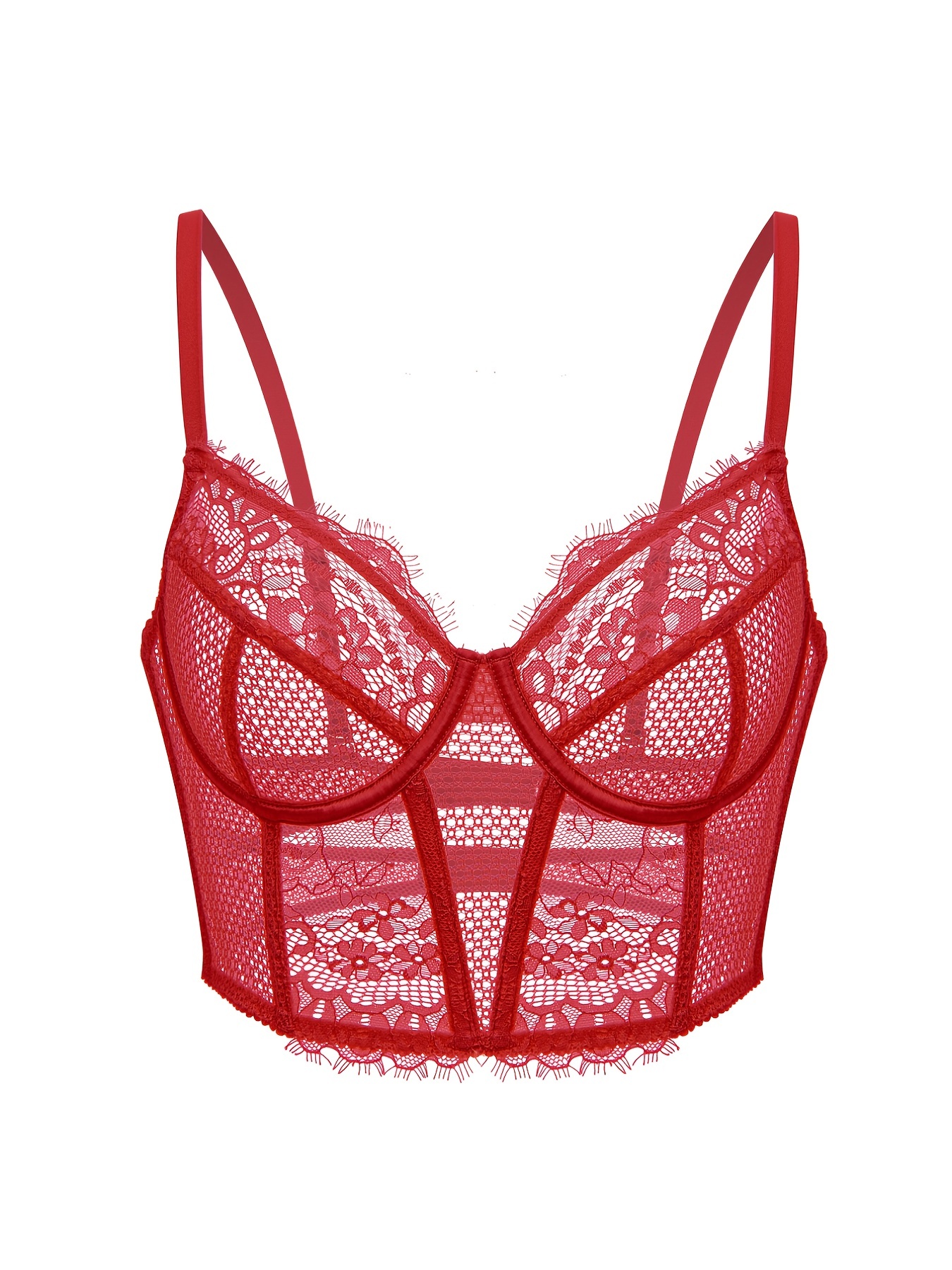 Women's Breathable Floral Lace Padded Halter Bra Solid Wire - Temu