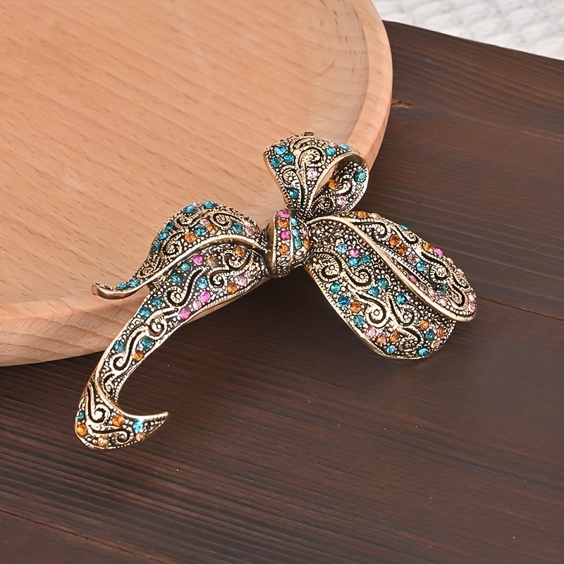 Bowknot Rhinestone Brooch, Vintage Clothing Accessory