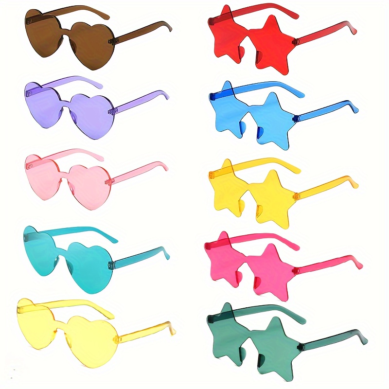 Heart Shaped Party Glasses Star Glasses Colored Party - Temu