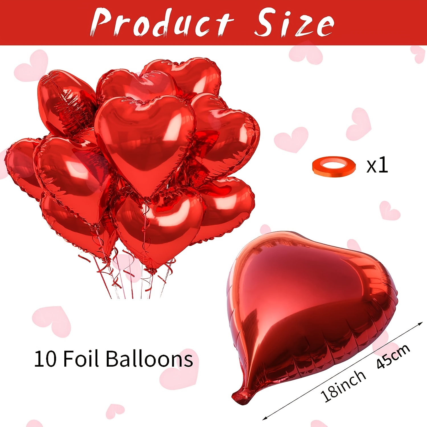 10 ballons gonflables en forme de coeur rouge - St Valentin