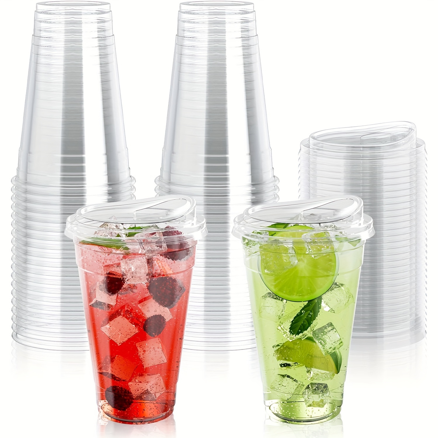 20oz Disposable Clear Plastic Smoothie Cups with Clear Dome Lids