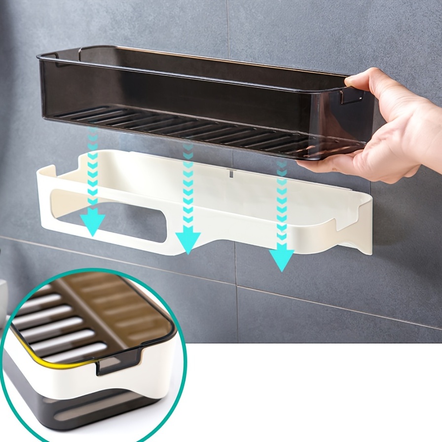 ONEUP Corner ShowerShelf Bathroom Shampoo Cosmetic Shelf Kitchen Plastic  Storage Rack Organizer Wall Mounted Bathroom Gadgets