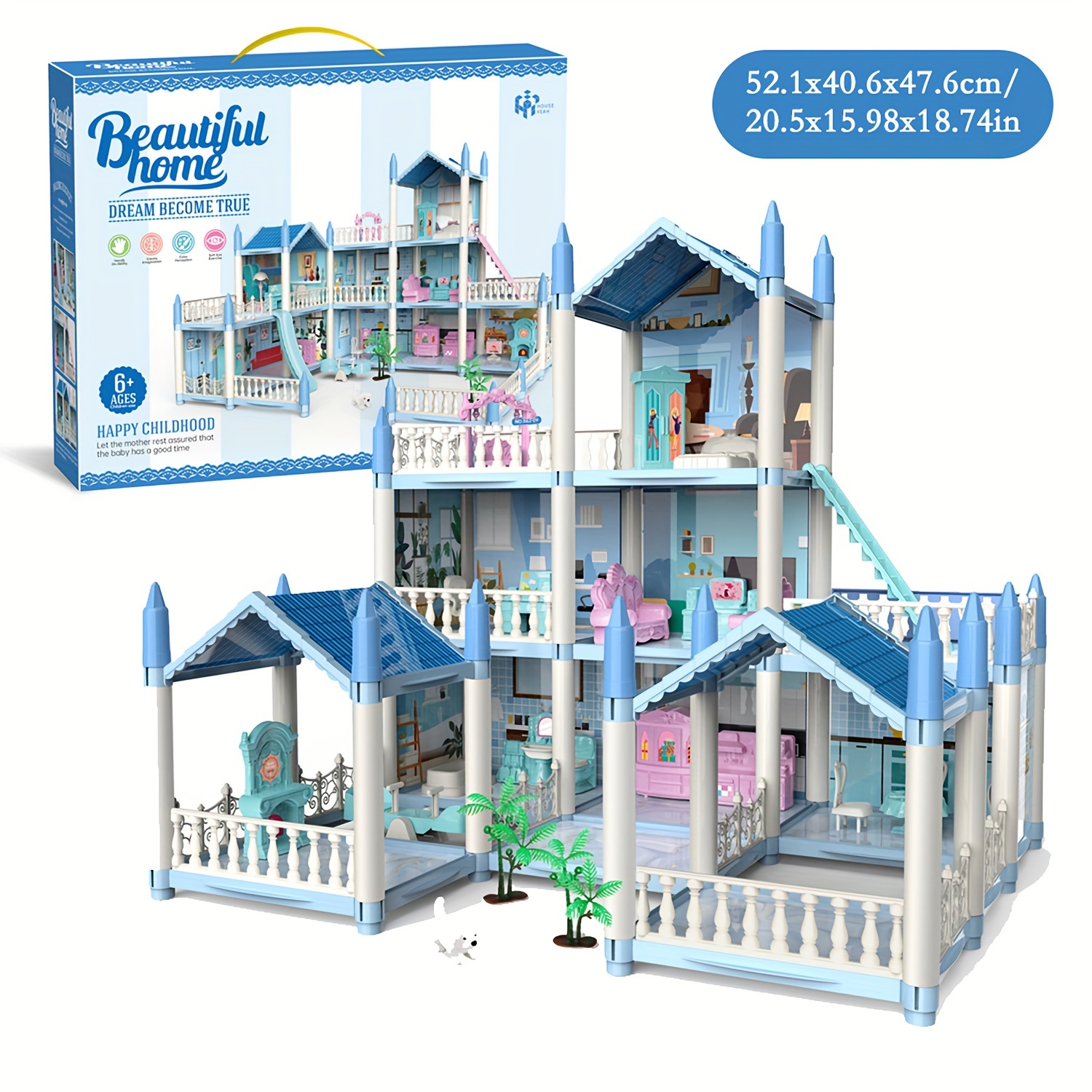 Doll House Girls' Villa Princess Castle Set Children's Crossing Home  Simulation Assembly Toy Birthday Gift, Halloween And Christmas Gift For  Boys And Girls - Temu