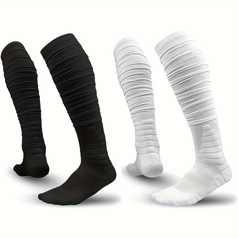 We Ball Sports Extra Long, Pro Padded Football Scrunch Socks (White, XL & L)