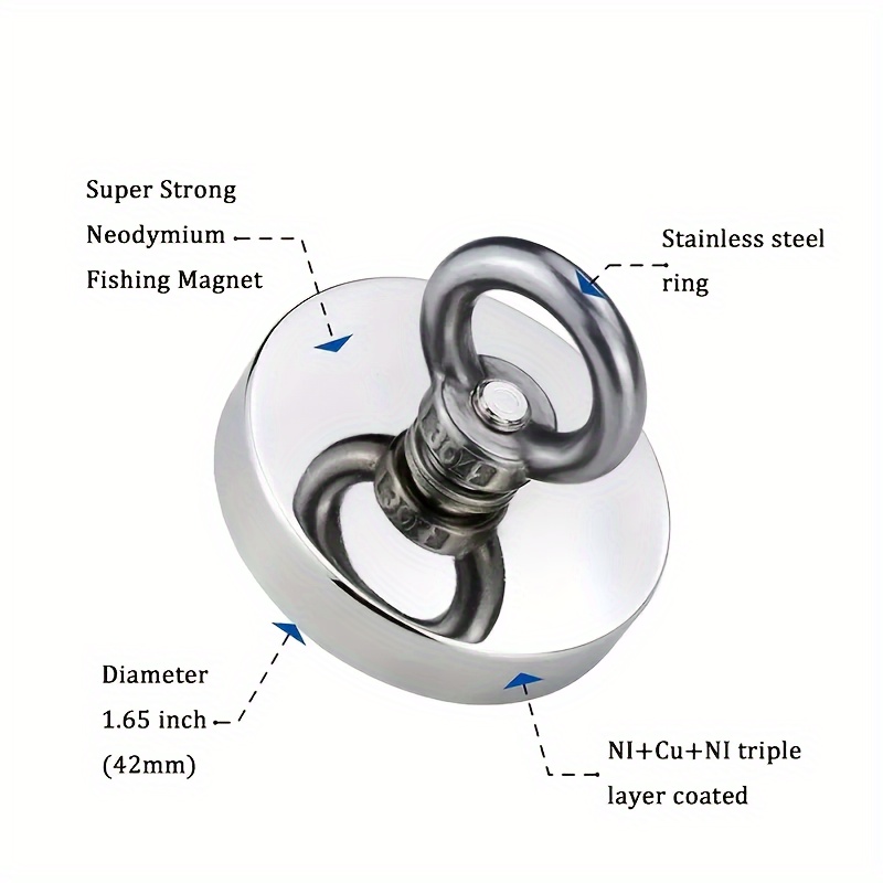 145.51LB Strong Powerful Neodymium Magnet Hook Salvage Magnet River Fishing  Equipments Holder Pulling Mounting Pot With Ring