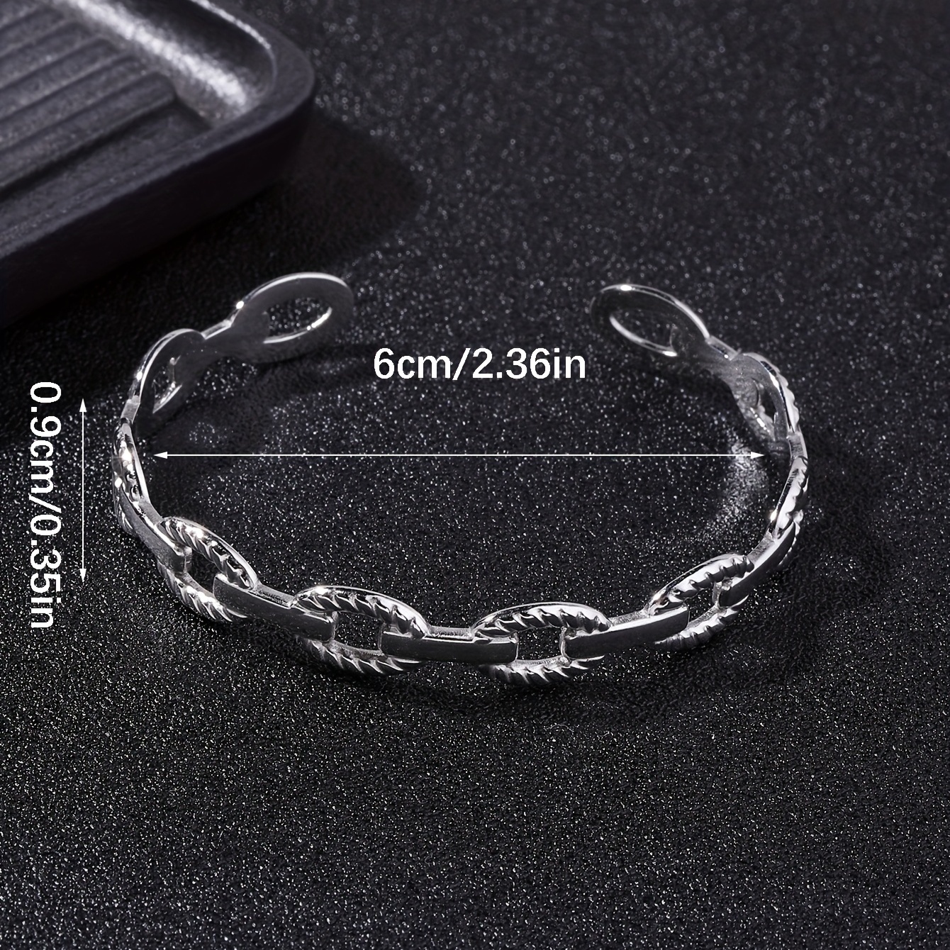 Men's Vintage Steel Chain Open Bangle