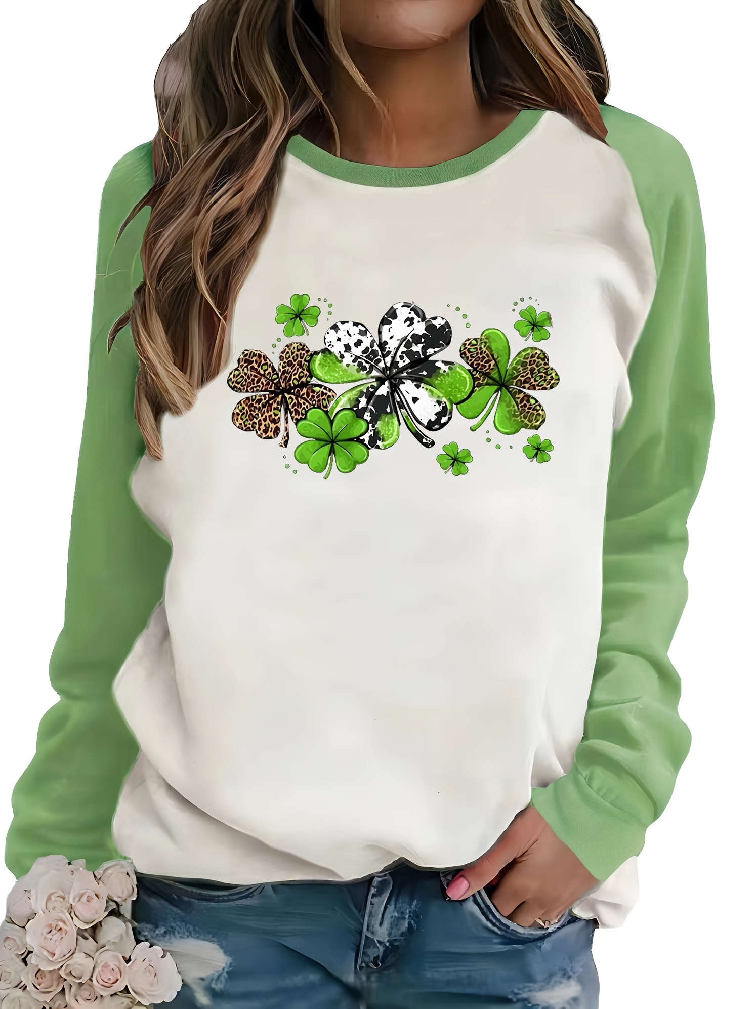 BEAUDRM Women's Plus Size Floral Print Bow Tie T-Shirt - Square Neck Long Sleeve Peplum Top