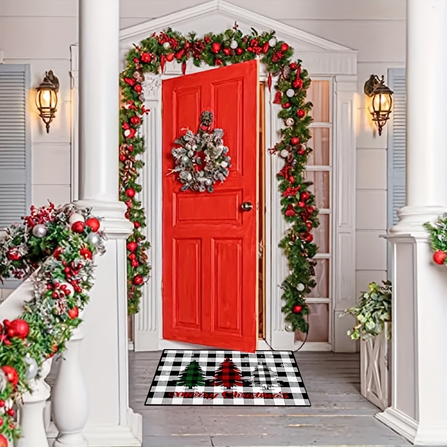 Christmas Door Mat Outdoor for Front Door Decorations , Red