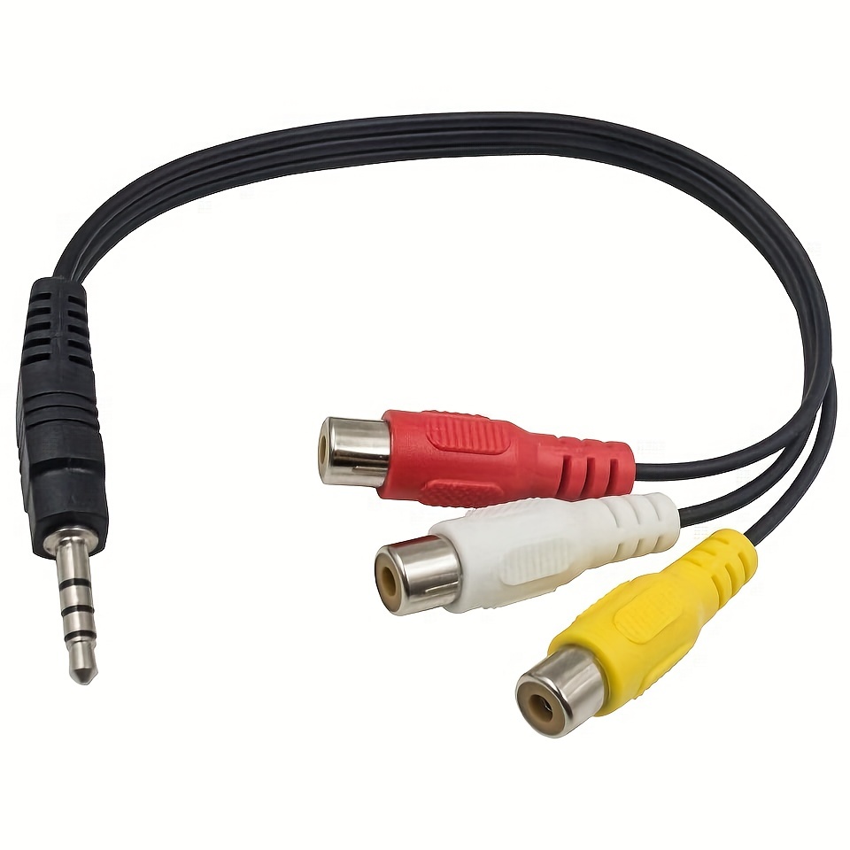 3.5mm to RCA Cable, 3.5mm Male Plug to 3 RCA Female (Red-Yellow-White)