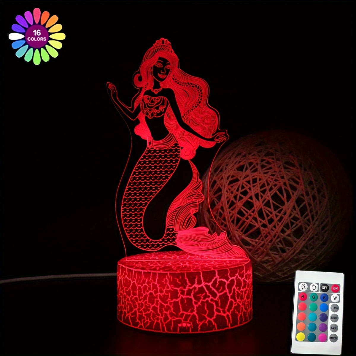 Mermaid 3d Illusion Lamp, Mermaid Gifts For Girls, 3d Night Light With 16  Colors Change Remote Control, Decorative Desk Lamp, Creative Birthday  Christ