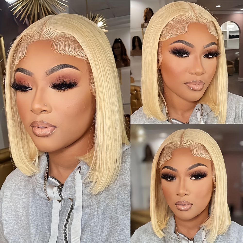 613 Bob Wig 13x4 Straight Lace Front Wigs Blonde Short Bob Temu