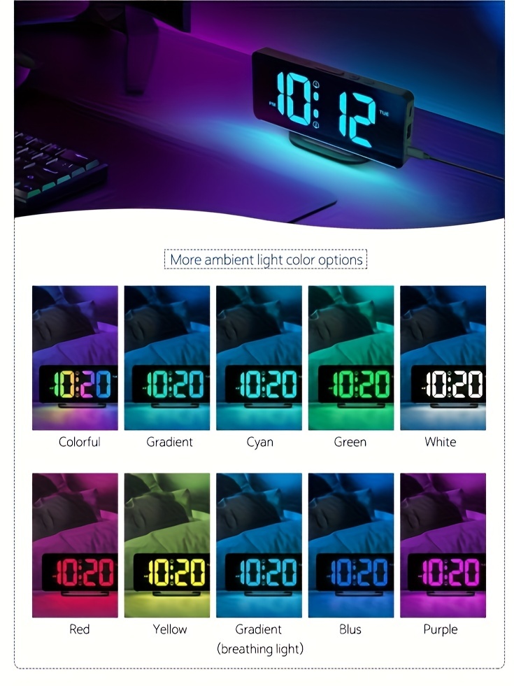 Orologio Digitale Sveglia Camera Letto Luce Notturna Rgb Dinamica E  Colorata/colore Regolabile, Orologio Comodino 7 Porta Ricarica Usb-c,  Grande Display A Led Ragazzi E Ragazze Adolescenti. (bianco), Controlla  Subito Offerte Oggi