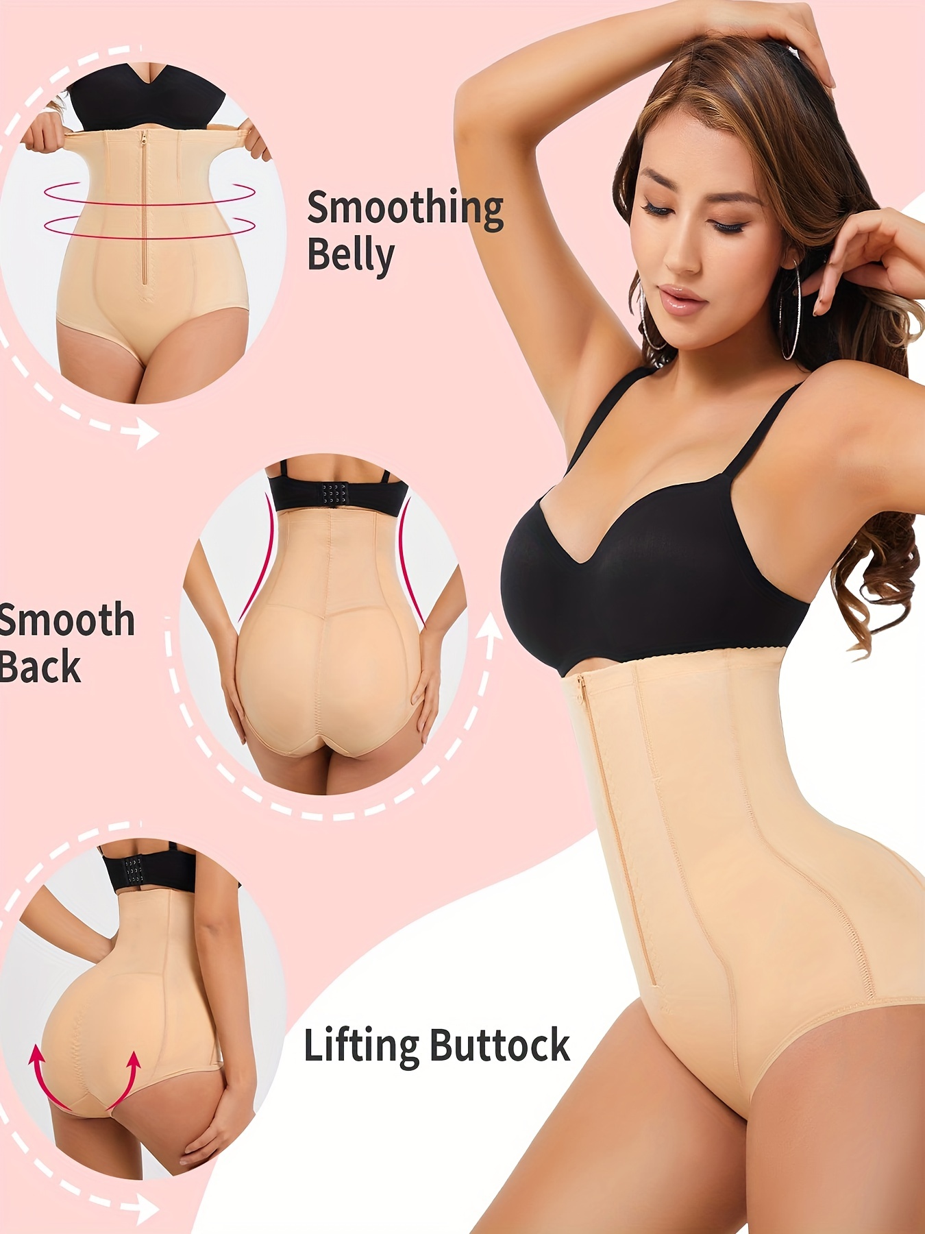 Zipper Butt Lifting Control Panties Slim Body Shaping High - Temu Canada