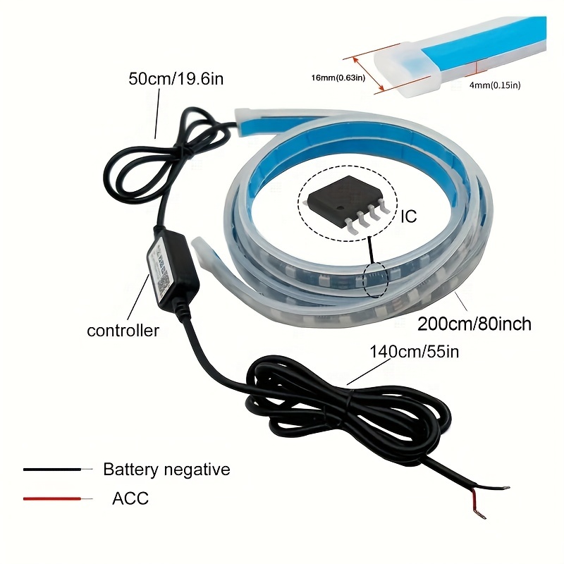 Rgb Start Scan Car Led Hood Light Dynamic Daytime Running - Temu