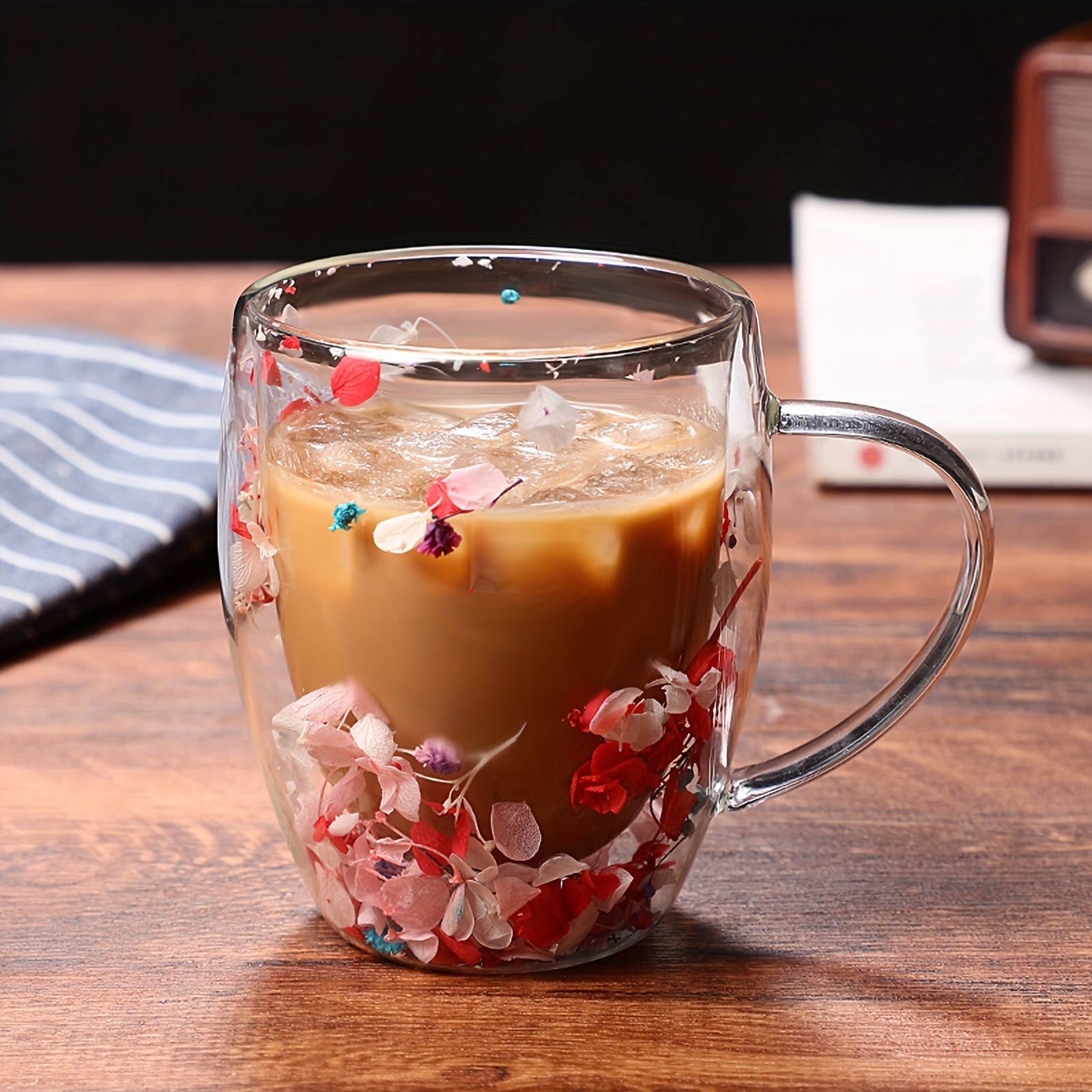 1pc Mug En Verre Avec Fleurs Séchées À L'intérieur Tasses À - Temu France