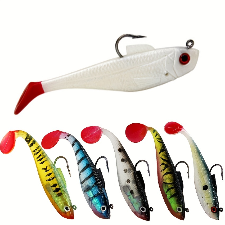 Pre rigged Jig Head Soft Fishing Lures Paddle Tail Swimbaits