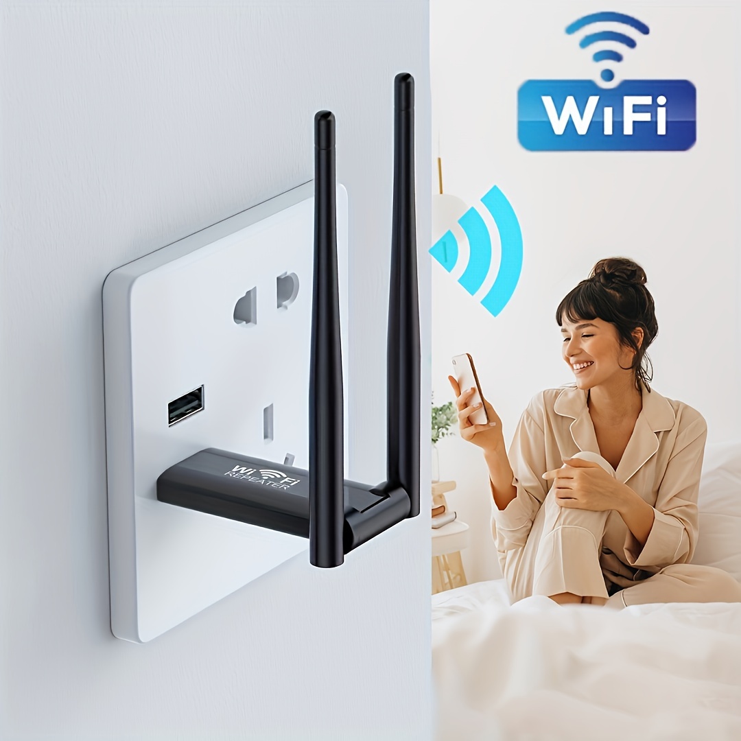  Extensor de alcance WiFi de hasta 2640 pies cuadrados y 25  dispositivos repetidor WiFi, amplificador de largo alcance con puerto  Ethernet, punto de acceso, configuración de 1 toque, compatible con Alexa