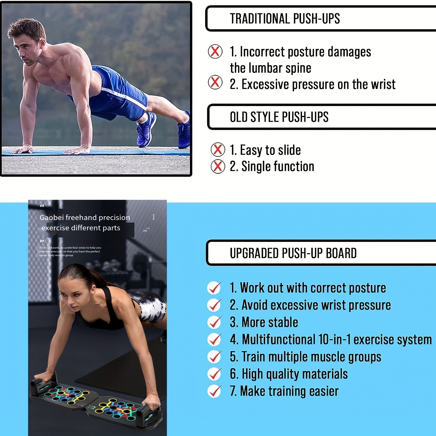 Portable Multifunctional Push-up Training Board For Men's Chest And  Abdominal Muscles - Effective Home Workout Equipment - Temu