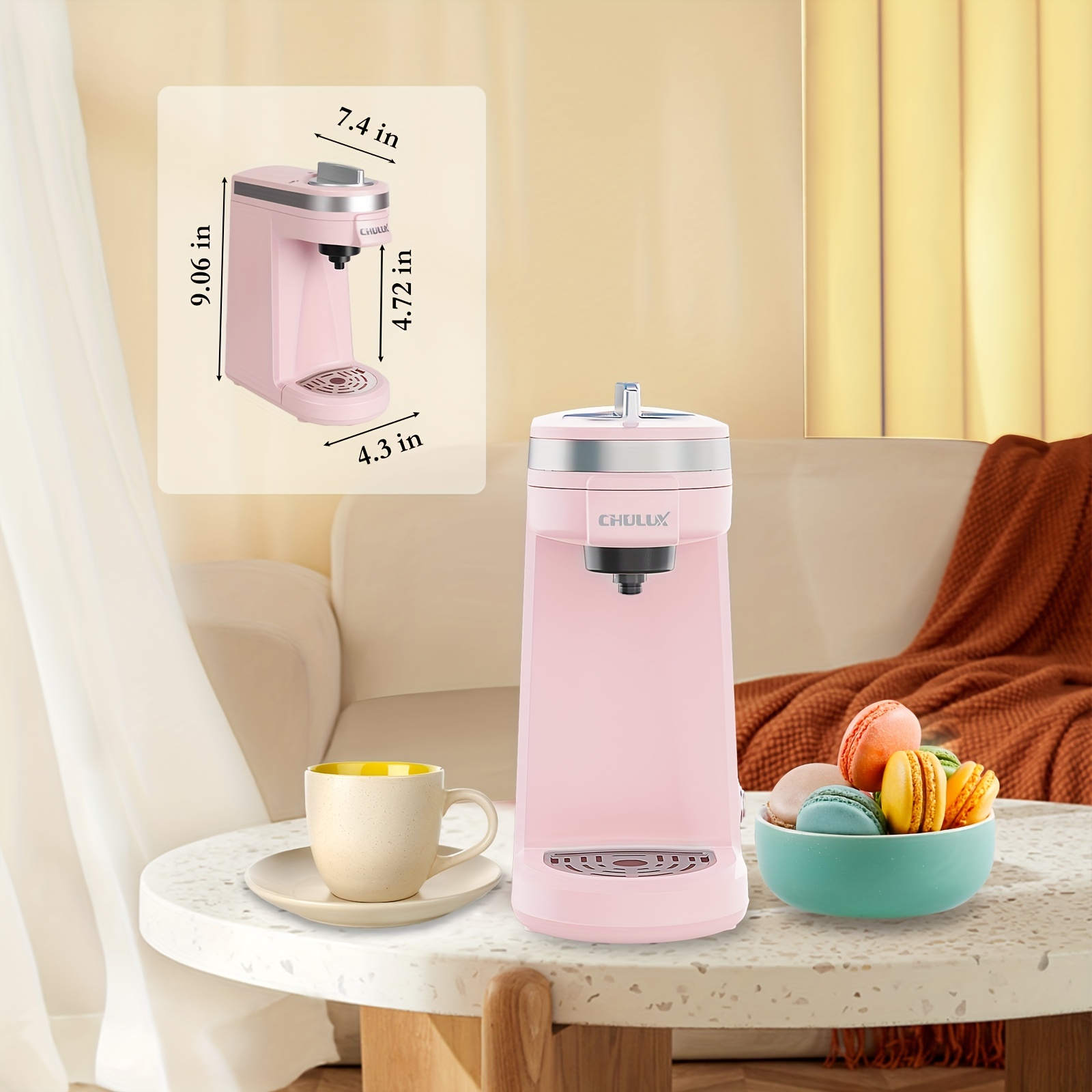 1pc, CHULUX Single Serve Coffee Maker, Pink Capsule Coffee Maker, With  Reusable Filter, One Button Operation With Auto Shut-Off For Coffee And Tea  Wit
