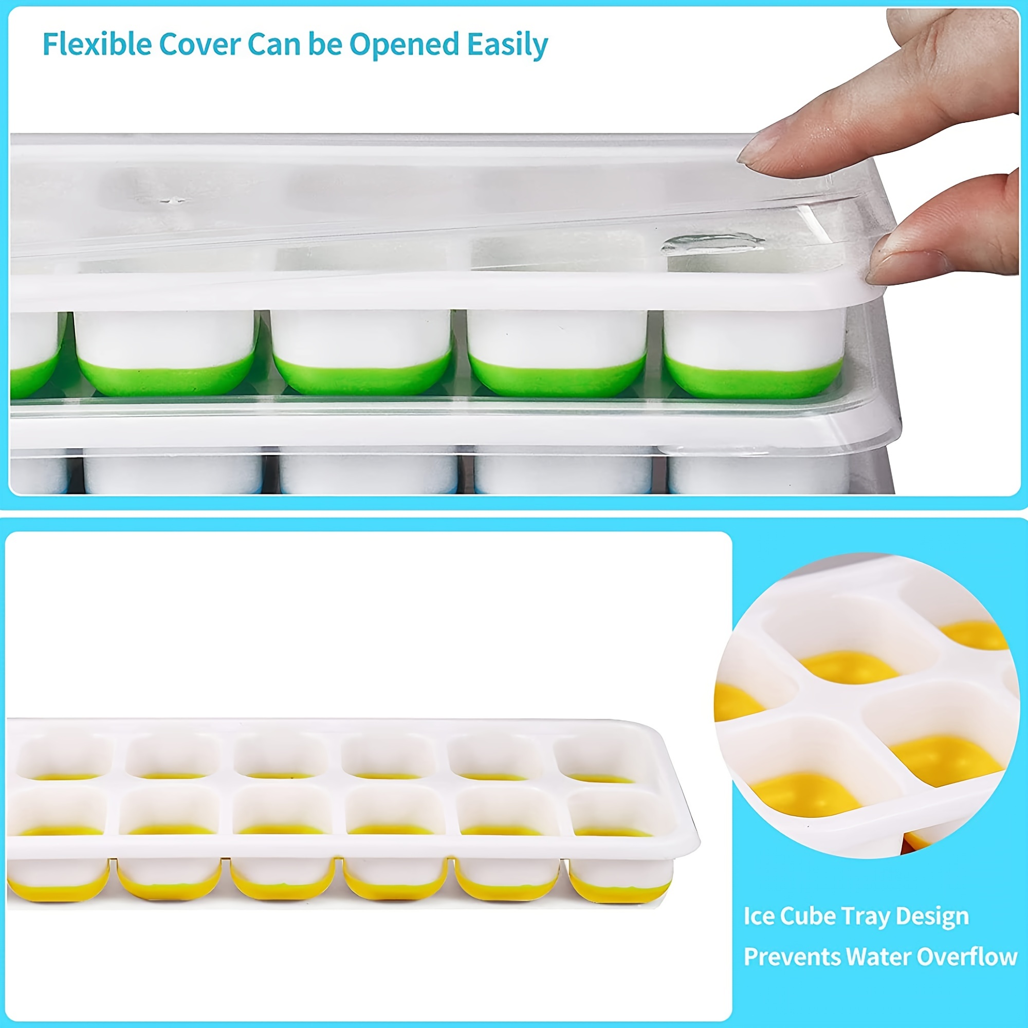 1pcs, Ice Cube Trays, 14 Ice Cubes Trays With Lids With Spill Proof  Removable Lids For Cocktails, Freezers, Stackable Ice Trays
