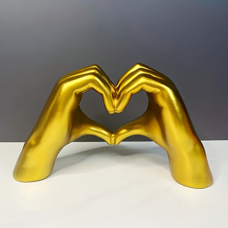 Creative Love Finger Statue Heart Gesture Sculpture Resin Temu