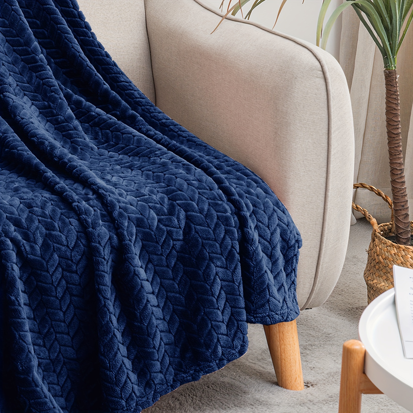 Large navy blue throw hot sale