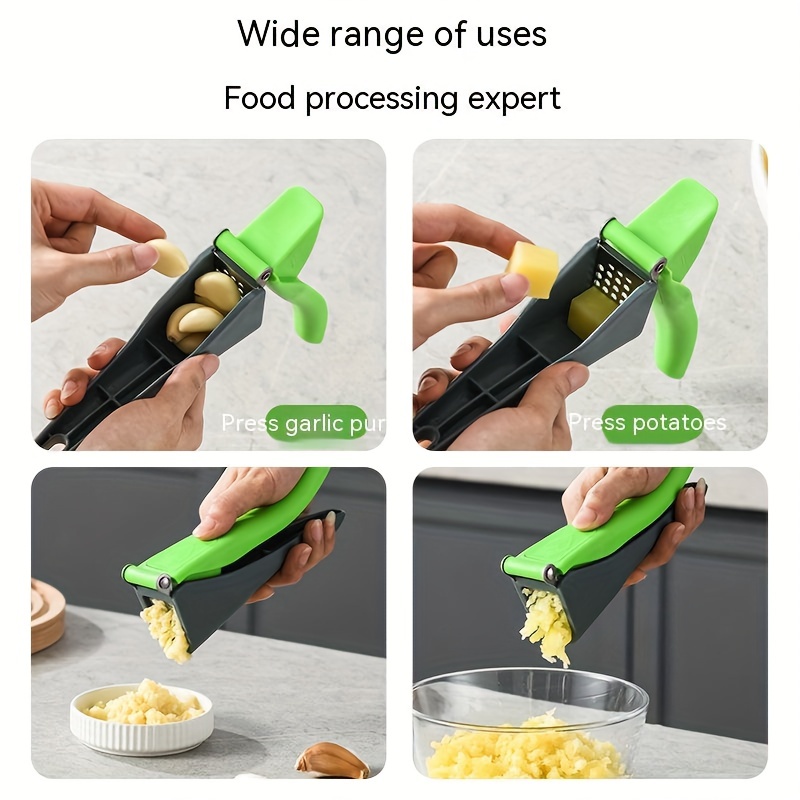 1pcs Garlic Press Crusher Plastic Stainless Steel Green Gray