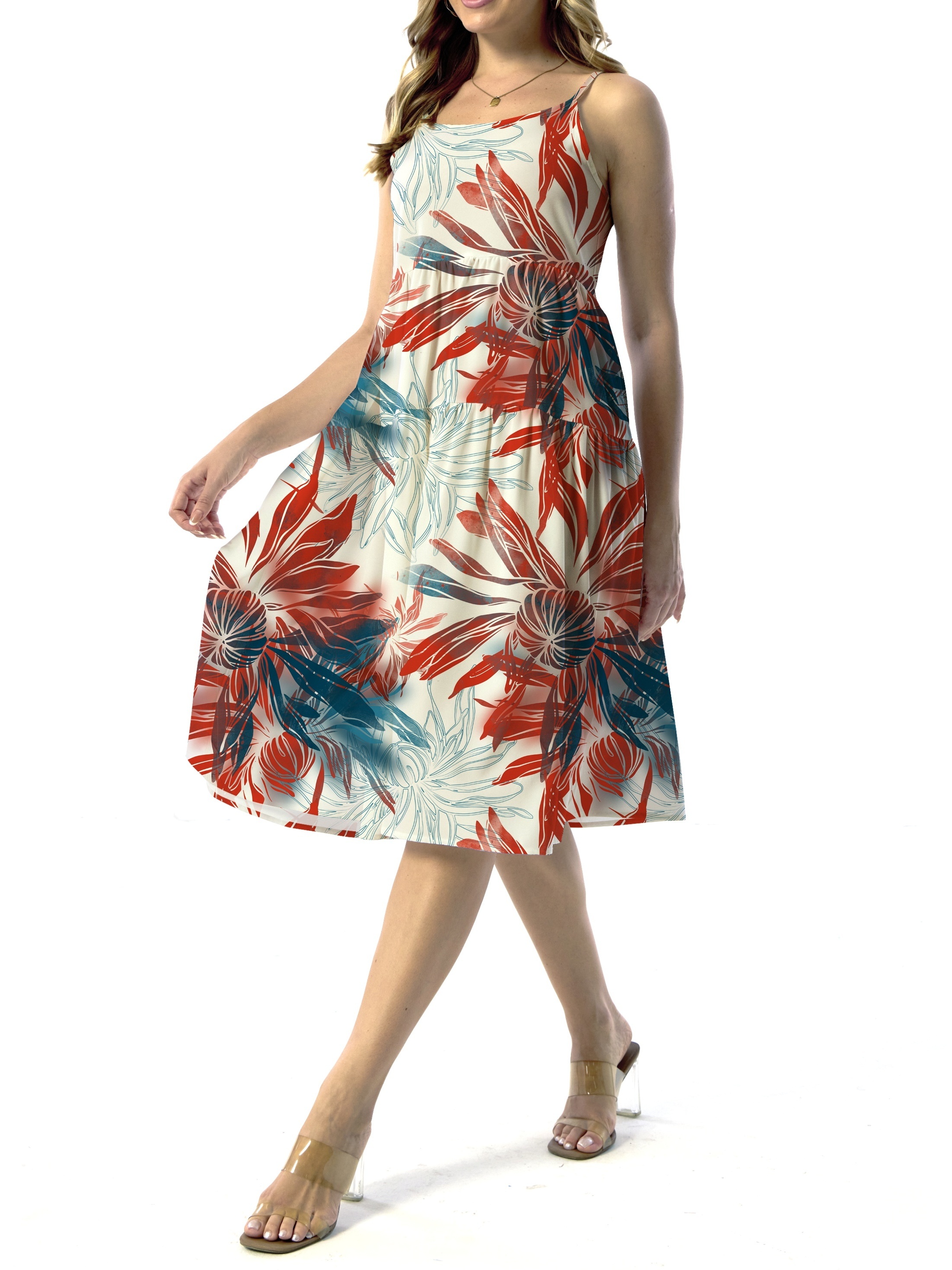 Floral Print Tiered Cami Dress Loose Vacation Casual Dress - Temu