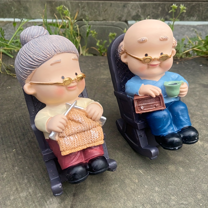 Novelty Garden Statues Grandfather Grandmother Old People Outdoor Xmas Gifts