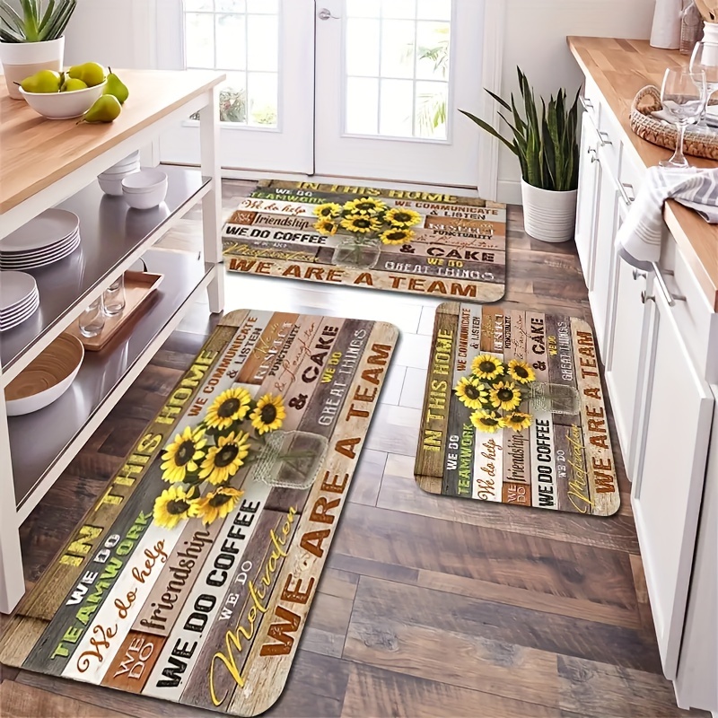 1pc Sonnenblumen-Druck-Area-Teppich, Weicher Rutschfester