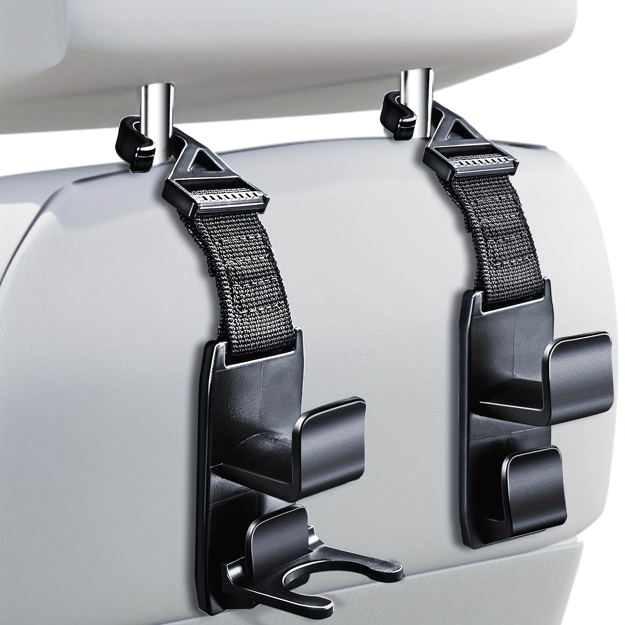 Car Hooks Universal Car Vehicle Back Seat Headrest Hanger Holder Hook  Microfiber Leather & Stainless Steel for Bag Purse Cloth Drink Grocery  (Black)