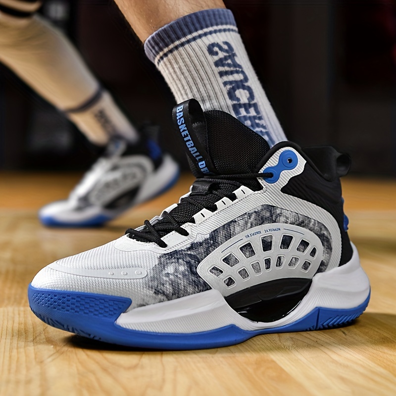 Mens Trendy Shock Absorbing High Top Basketball Shoes Durable Non Slip