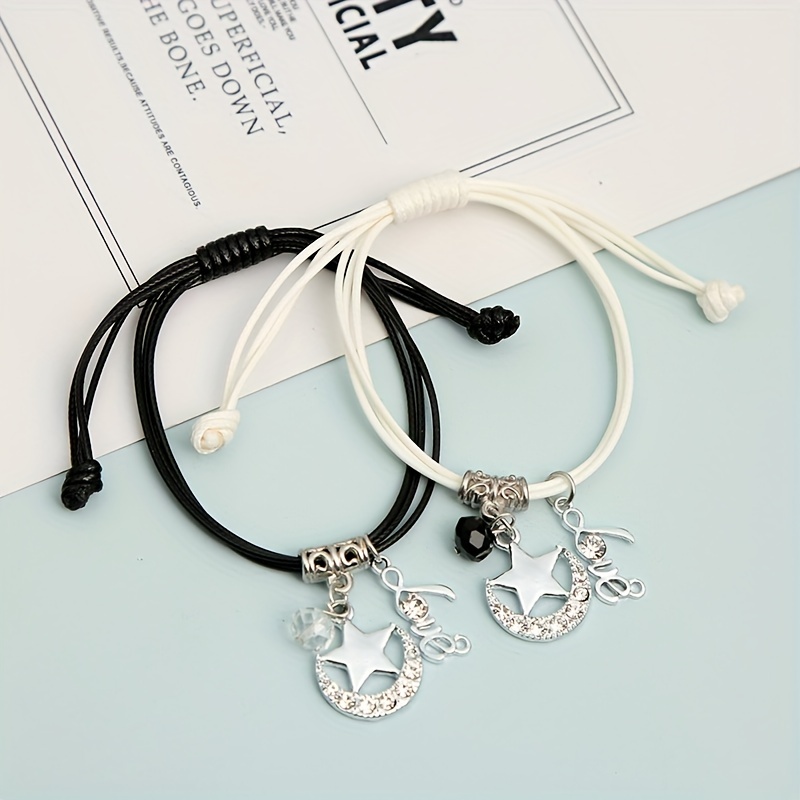 Simple Cute Star Moon Pendant Chain Bracelet Trendy Exquisite
