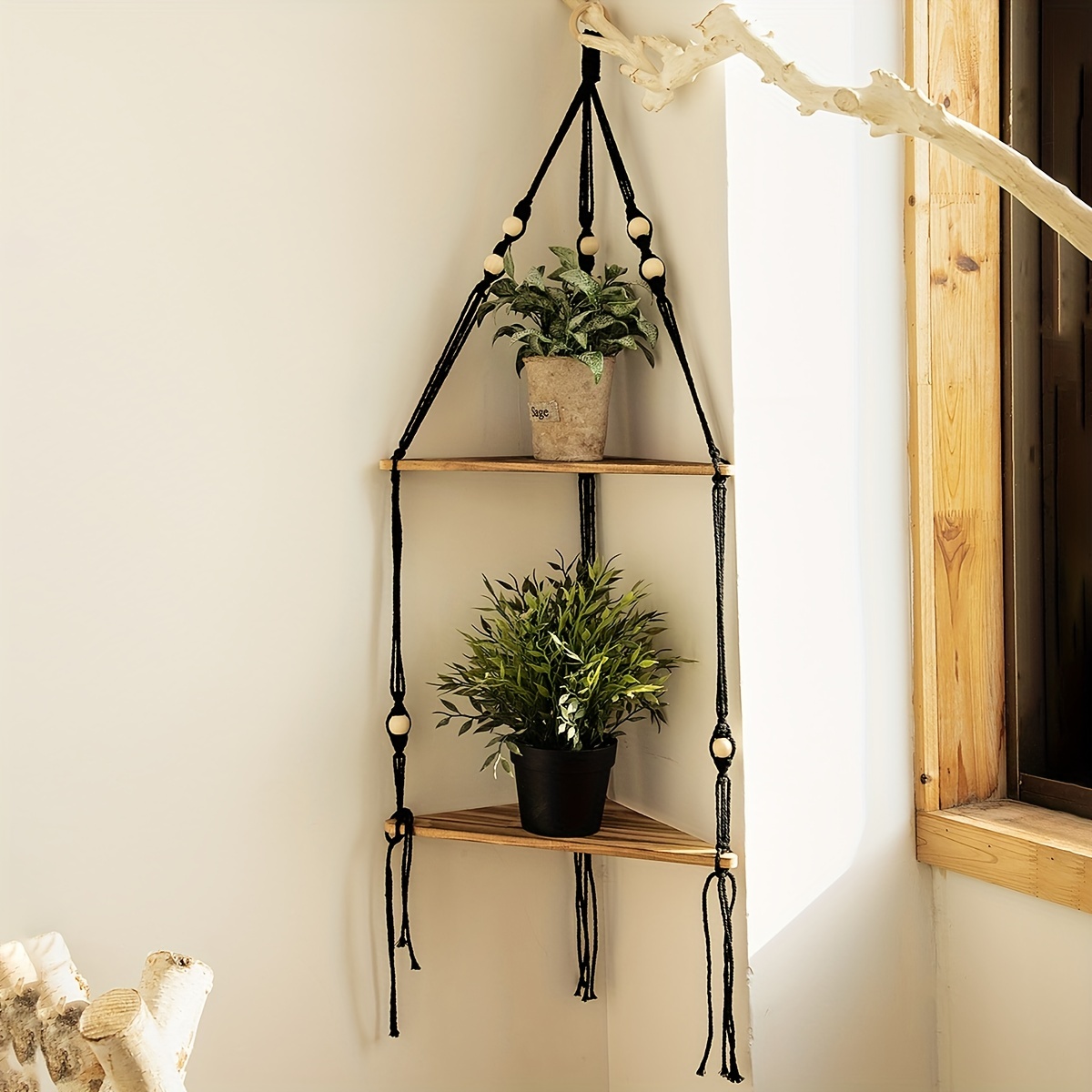 Triangular Wooden Shelf Wall Hanging Decorative Floating - Temu