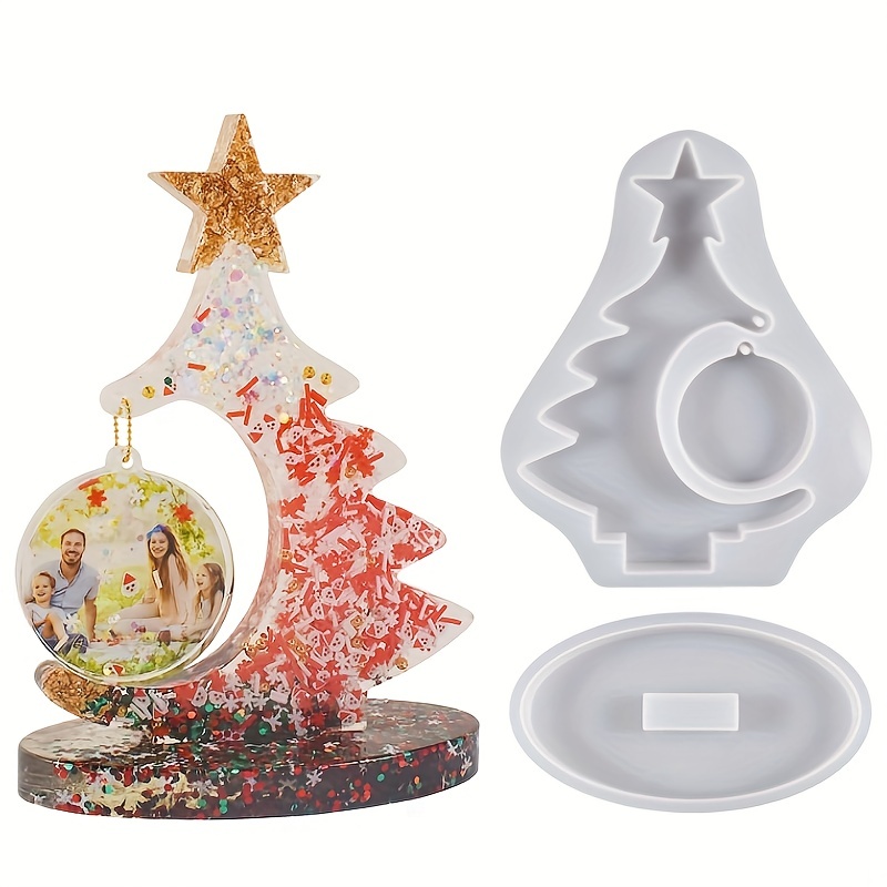 Holographic Coaster Mold silicone Round Christmas Tree - Temu