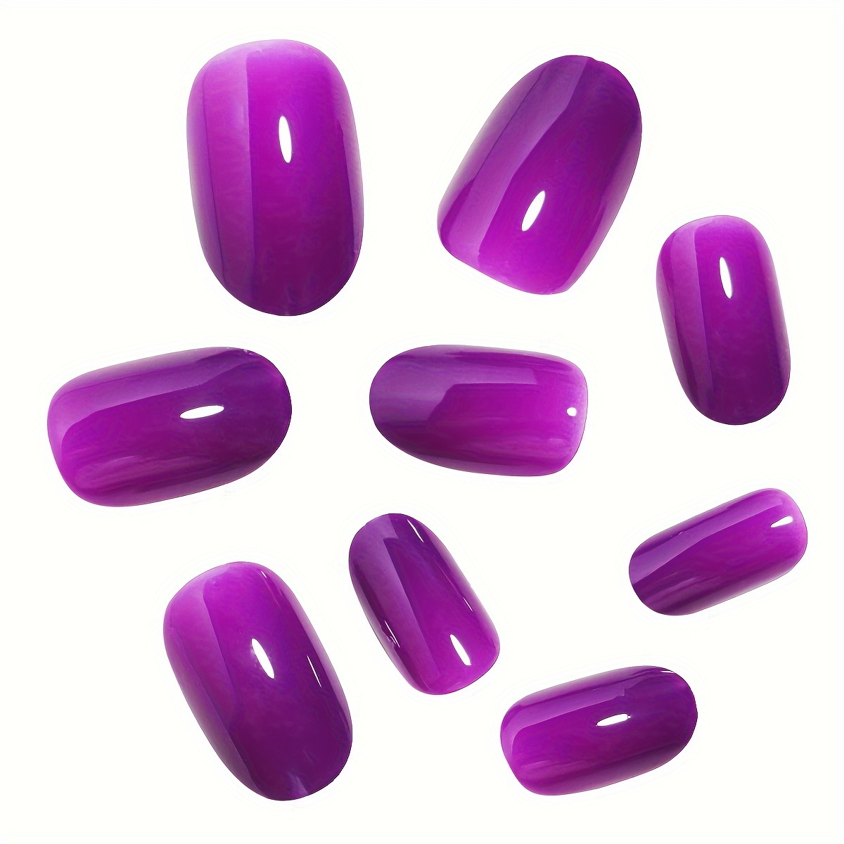 24pcs mid length oval shape press on nails solid color fake nail full cover nails for women details 23