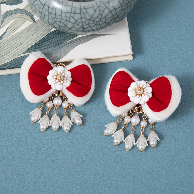 2pcs Girls Cute Plush Bow Hair Clips With Flower Chinese Style Tassel Hair  Clips Ancient Traditional Hanfu Decorative Hair Accessories For Chinese New  Year Party - Clothing, Shoes & Jewelry - Temu