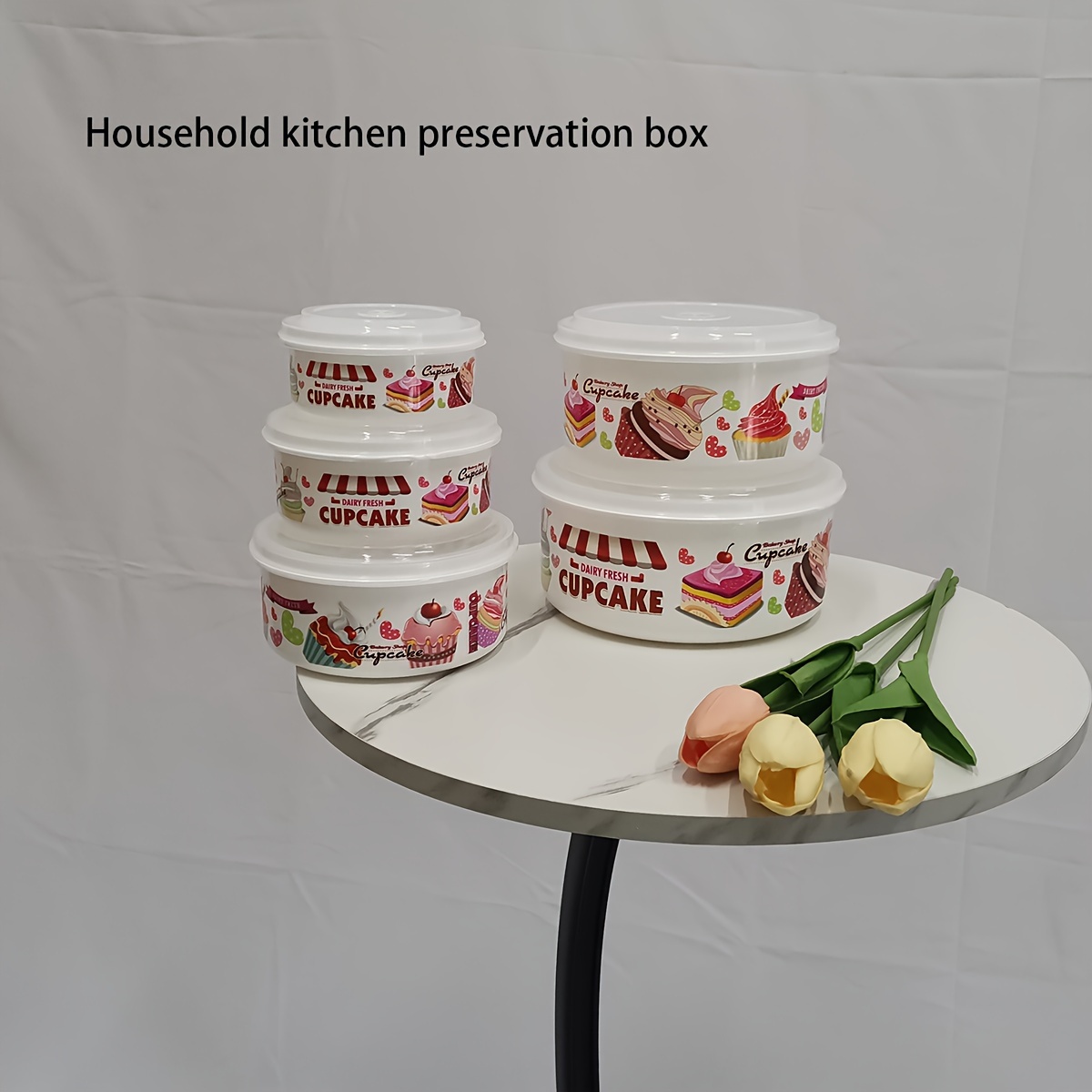 Reusable Ice Cream Tub Container Box with Lid Kitchen Refrigerator